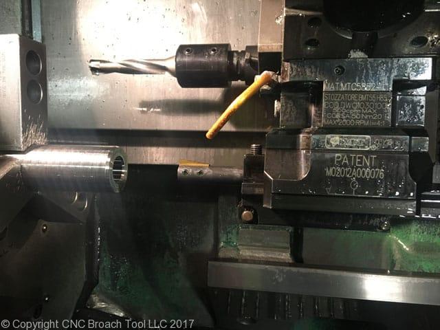 driven broach tool cutting keyway